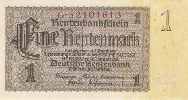 1 Rentenmark 1937 ro.166b G